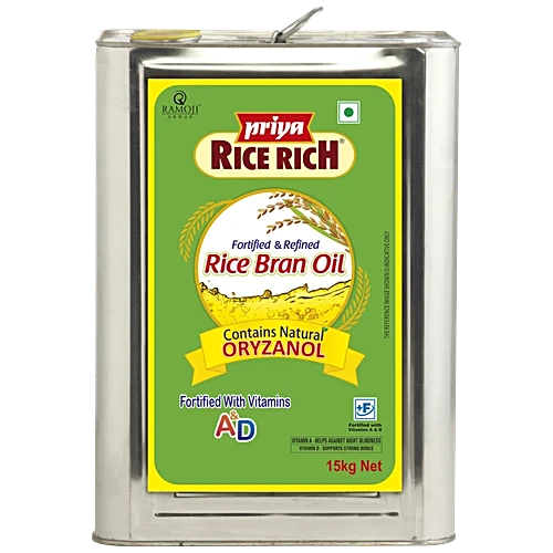 Priya-Ushodaya Refined Oil - Rice Bran, 15 kg Tin