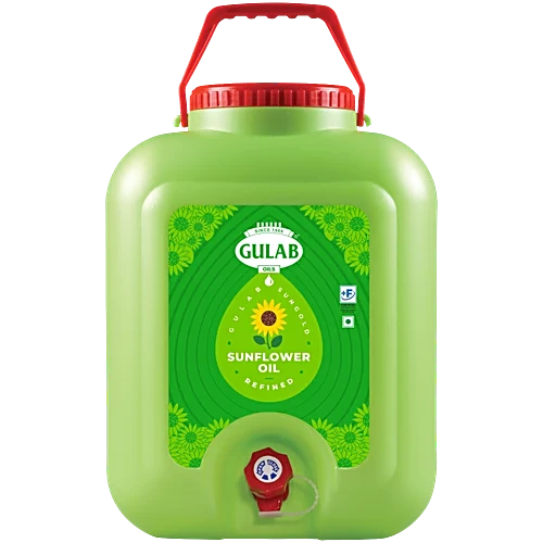 Gulab Oils Sungold Refined Sunflower Oil - Fortified with Vitamin A & D, 13 kg Jar