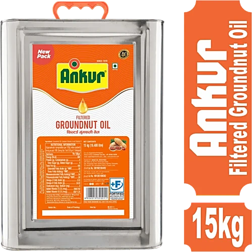 Ankur Ground Nut Oil, 15 kg Tin