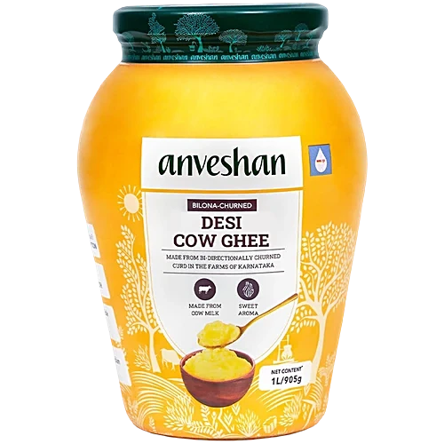 Anveshan A2 Desi Cow Ghee, 1 L Glass Jar