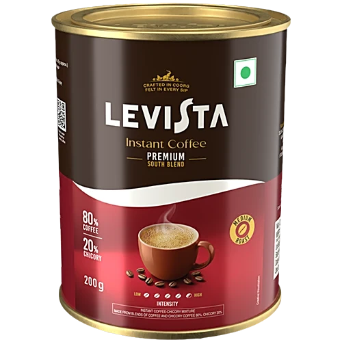 LEVISTA Premium South Blend Instant Coffee Chicory Mix 80:20, 200 g Can