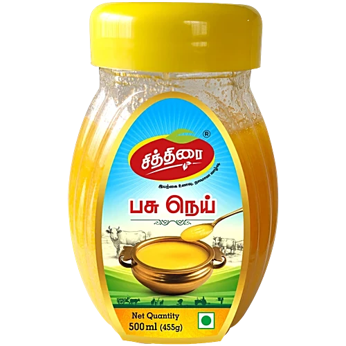 Chithirai Cow Ghee - Aromatic, Flavourful, Granular Cooking Medium, For Tempering, Frying, Baking, Grilling, 500 ml