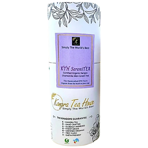 Kangra Tea House Sereni Tea - Certified Organic Kangra Chamomile Mint Green Tea, Better Sleep, 100 g Jar