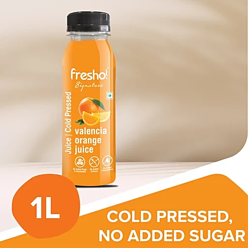 fresho! Signature Valencia Orange Juice - Cold Pressed, 1 L PET Bottle