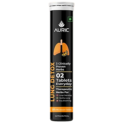 Auric Lung Detox Supplement With Natural Blend Of NAC, Pushkarmool, Piper Longum & Liquorice Herbs Extract, 20 pcs