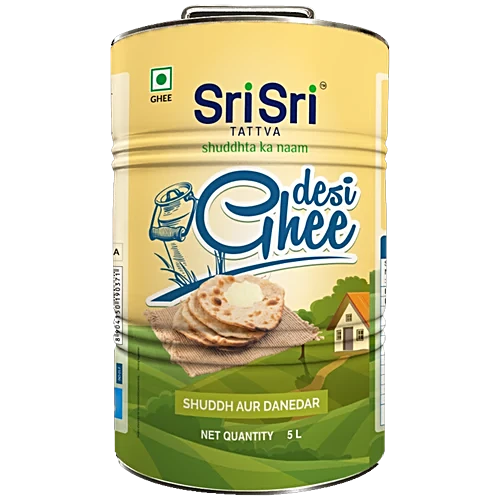 Sri Sri Tattva Desi Ghee - Pure & Granular, 5 L Tin