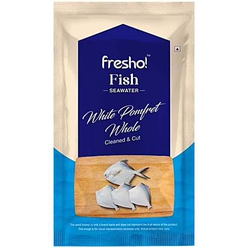 fresho! White Pomfret, Whole Cleaned, Cut, 150 Up, 500 g