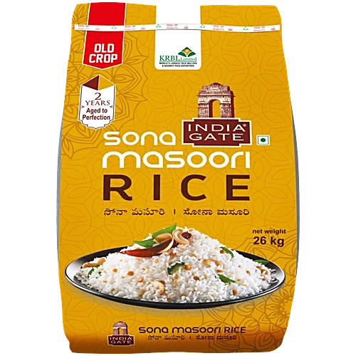 India Gate Sona Masoori Rice, 26 kg
