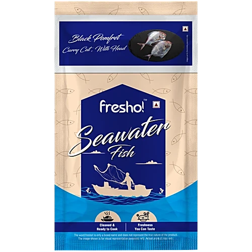 fresho! Black Pomfret Curry Cut With Head, 500 g